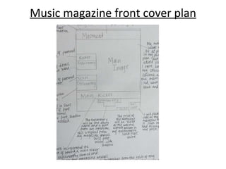 Music magazine front cover plan 