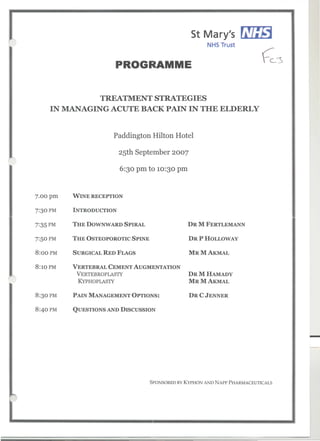 St Mary's programme -  Treatment strategies for managing acute back pain in the elderly