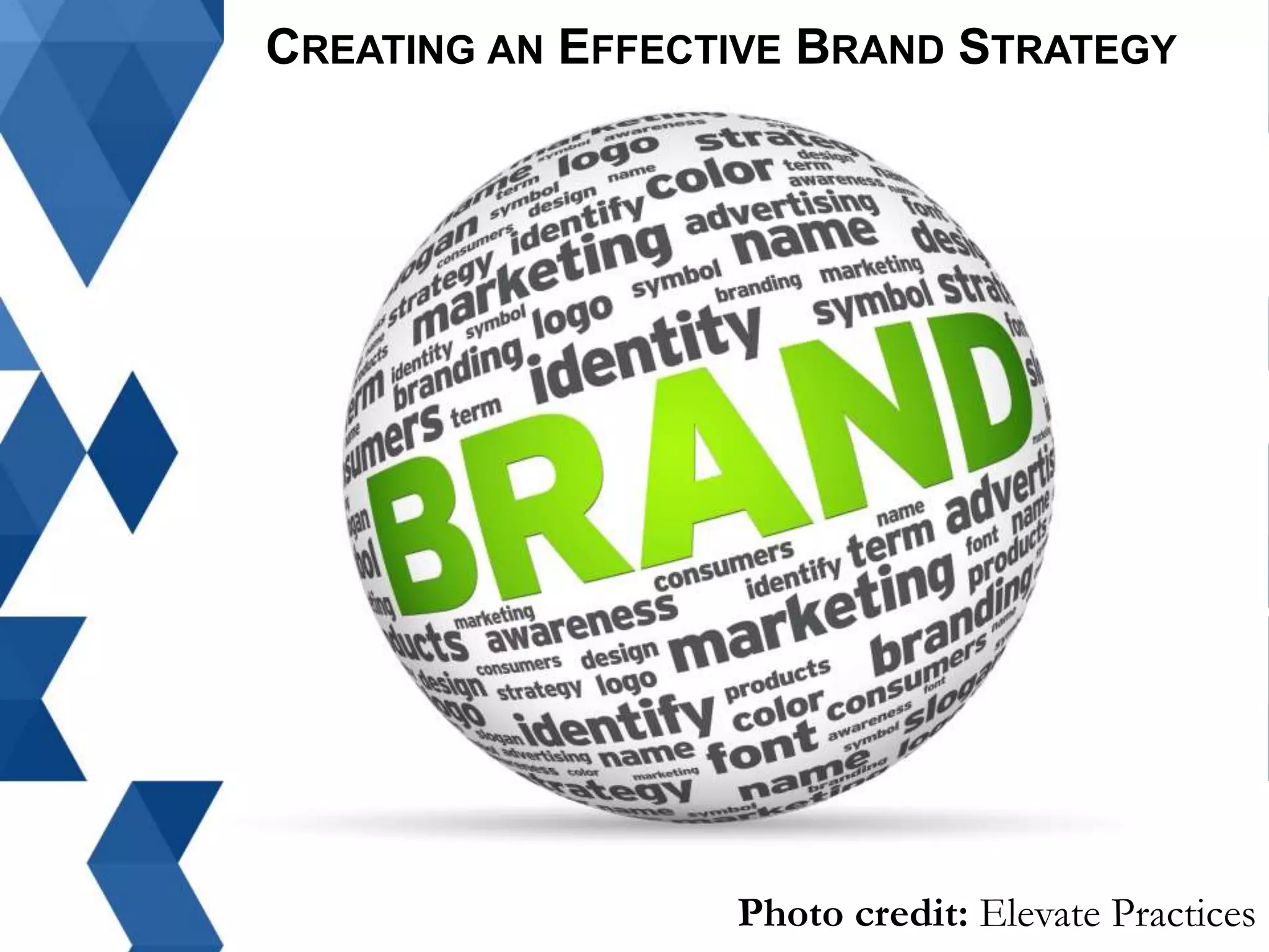 CREATING AN EFFECTIVE BRAND STRATEGY
Photo credit: Elevate Practices
 