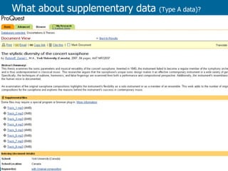 What about supplementary data  (Type A data)? Summary description (citation?) 