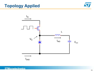 Topology Applied

         IIN




                            L


                VS
                     IIND
                                Cout




         IGND



                                       13
 