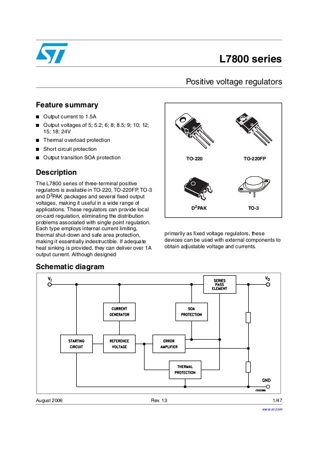 St microelectronics l7815-cv-datasheet