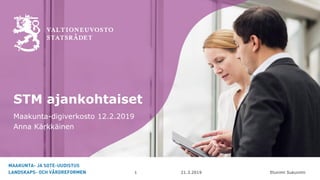 Etunimi Sukunimi
STM ajankohtaiset
Maakunta-digiverkosto 12.2.2019
Anna Kärkkäinen
21.3.20191
 