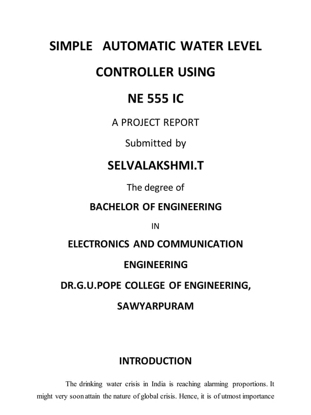Simple Automatic Water Level Controller PDF