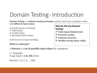 Domain Testing In Software Testing Methodology STM_Unit of software testing and management | PPTX