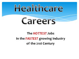 The HOTTEST Jobs
In the FASTEST growing Industry
of the 21st Century
 