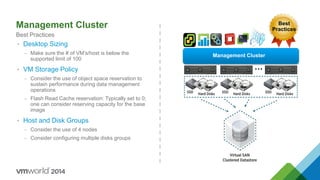 Management Cluster
Ready Nodes
High Medium
Up to 60 Up to 30
Up to 20K Up to 12K
14.4 TB 8TB
2x10 core 2x10 core
384 GB 25...
