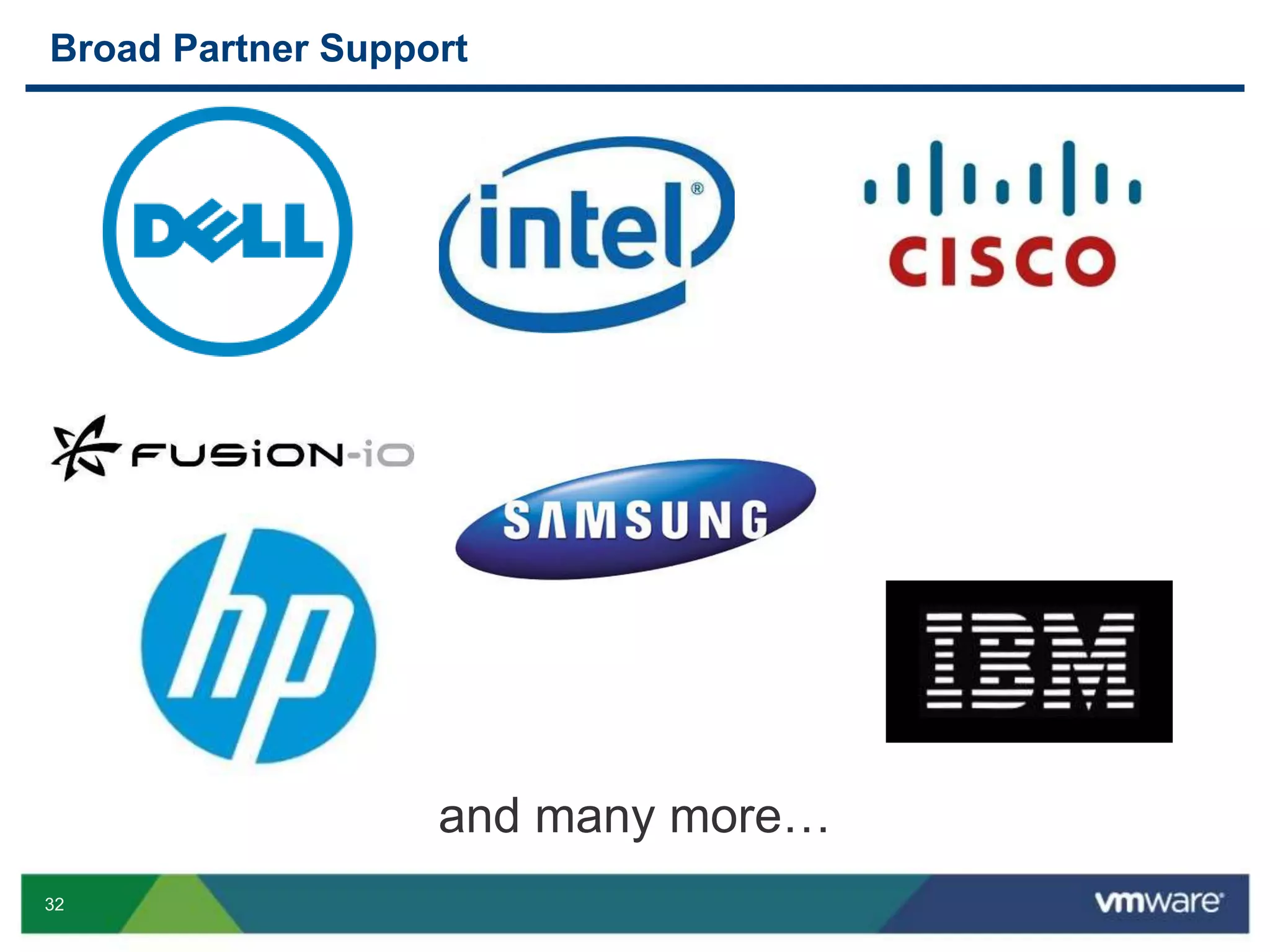 32
Broad Partner Support
and many more…
 
