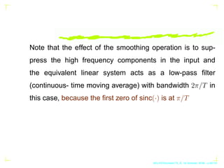 A WSS white noise process W(t) is passed through a low
pass filter (LPF) with bandwidth B/2. The autocorrelation
function ...