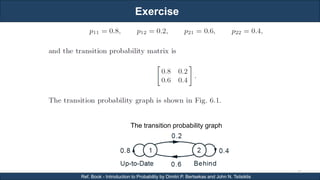 Exercise
RJEs: Remote job entry points
51
Ref. Book - Introduction to Probability by Dimitri P. Bertsekas and John N. Tsitsiklis
The transition probability graph
 
