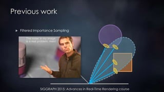 SIGGRAPH 2015: Advances in Real-Time Rendering course
Previous work
 Filtered Importance Sampling
 
