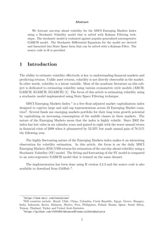Stochastic Vol Forecasting | PDF