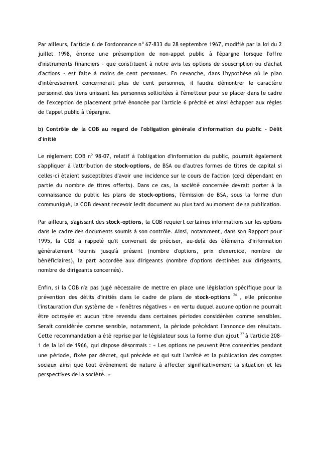 Stock options et pea