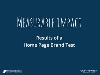 Measurableimpact
Results of a
Home Page Brand Test
 