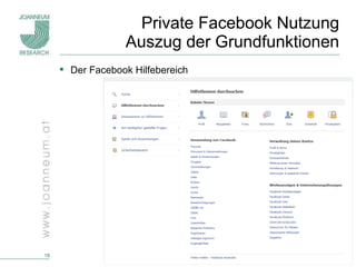 Private Facebook Nutzung Auszug der Grundfunktionen Der Facebook Hilfebereich 