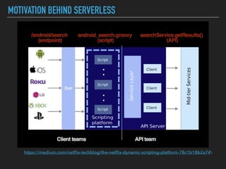 MOTIVATION BEHIND SERVERLESS
https://medium.com/netﬂix-techblog/the-netﬂix-dynamic-scripting-platform-78c1b18b2a74
 
