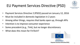 EU Payment Services Directive (PSD)
• Payment Services Directive 2 (PSD2) passed on January 12, 2016
• Must be included in...