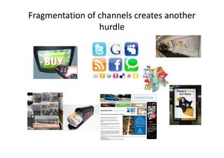 Fragmentation of channels creates another
                 hurdle
 