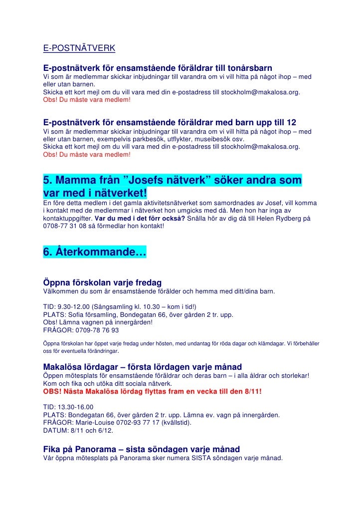 Ensamstående föräldrar plats