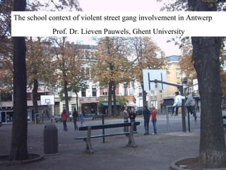 The school context of violent street gang involvement in Antwerp
Prof. Dr. Lieven Pauwels, Ghent University
 