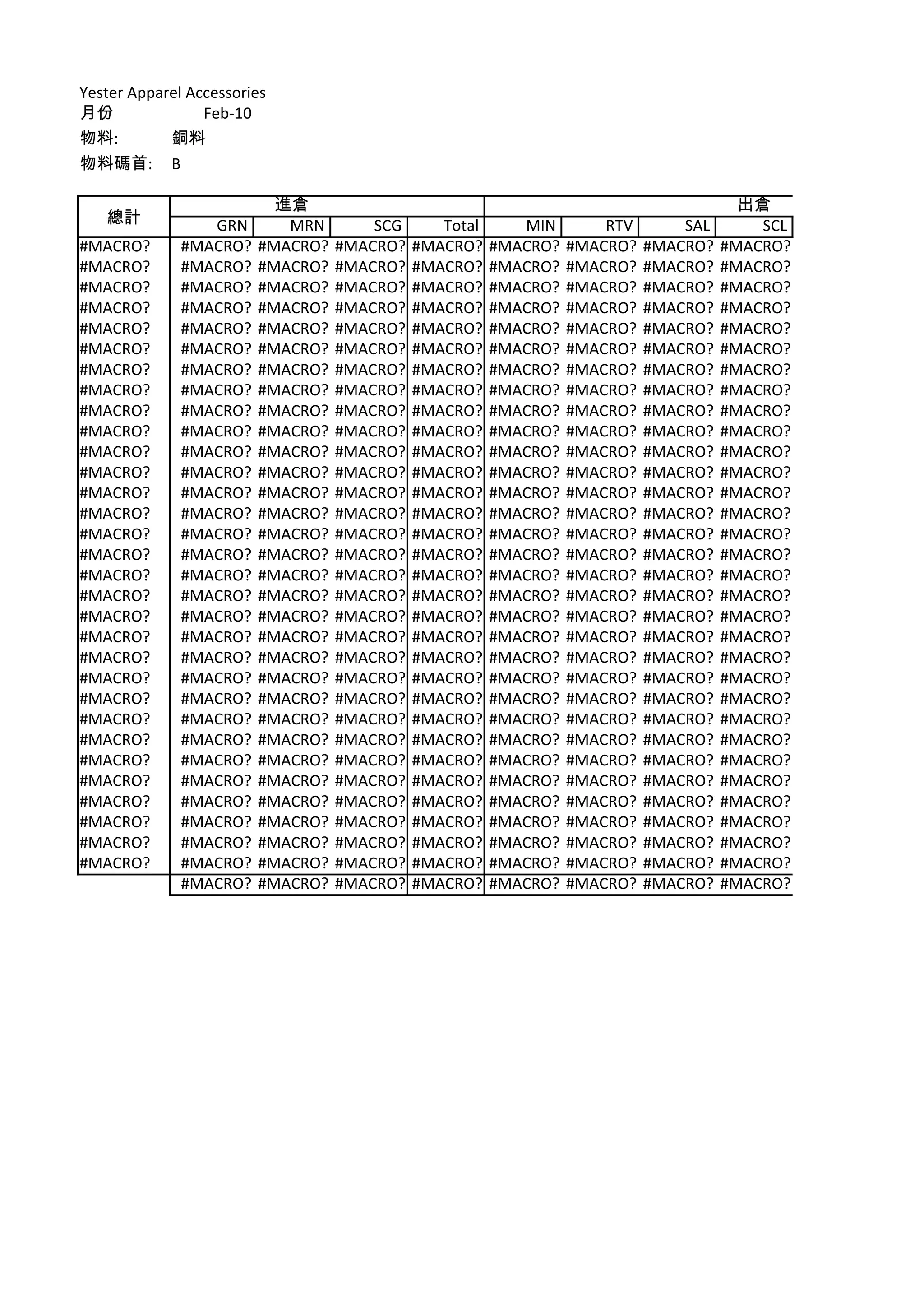 Stock ledger (in Excel) | XLS