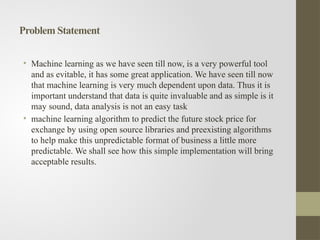 Stock Market Prediction Using ML Models. | PPTX