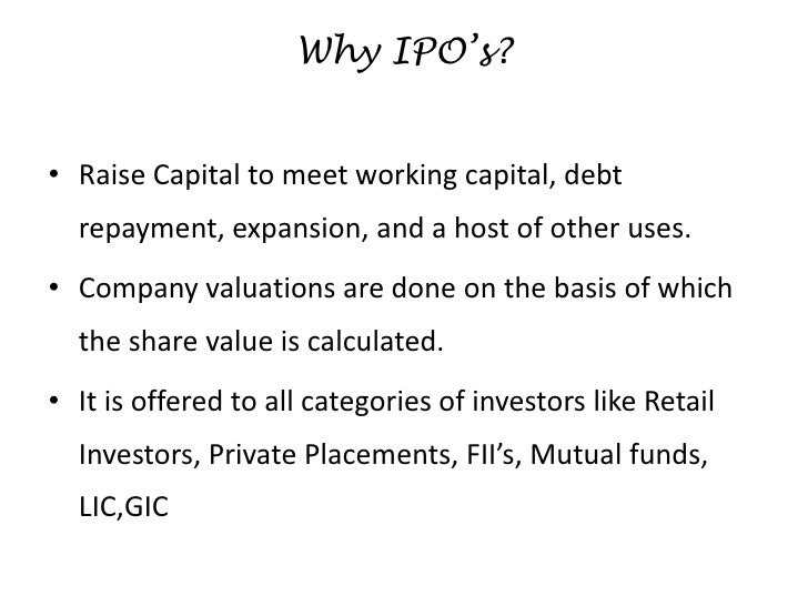 Ipo raising capital order
