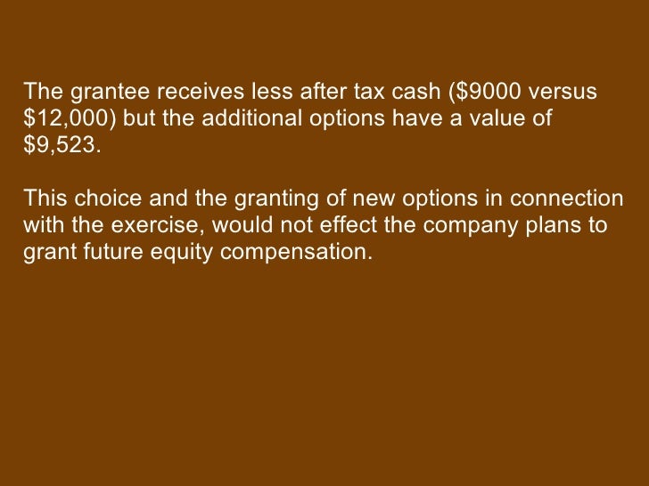 Minimizing taxes on stock options