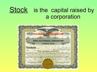 is the  capital raised by a corporation  Stock 