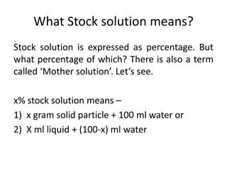 Stock Solution Calculation in Dyeing | PDF