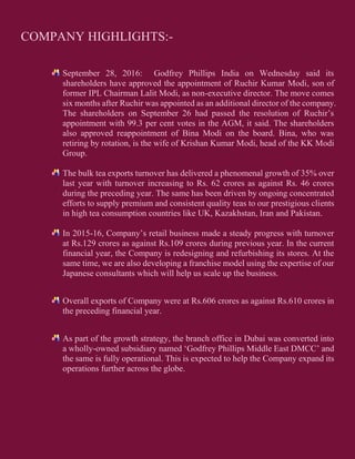 Stock specific report on godfrey phillips | PDF