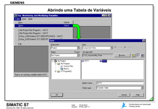 Data: 22.04.2014
Arquivo: STOE_06P.11
Siemens AG 1999. All rights reserved.
Conhecimento em Automação
Training CenterSIMATIC S7
Abrindo uma Tabela de Variáveis
 