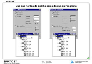 Data: 22.04.2014
Arquivo: STOE_06P.4
Siemens AG 1999. All rights reserved.
Conhecimento em Automação
Training CenterSIMATIC S7
Uso dos Pontos de Gatilho com o Status do Programa
 