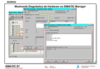 Data: 22.04.14
Arquivo: STOE_09P.8
SIMATIC S7Siemens AG 1999. All rights reserved.
Conhecimento em Automação
Training Center
Mostrando Diagnóstico de Hardware no SIMATIC Manager
2x
 