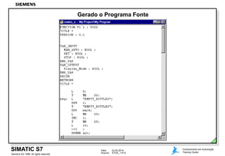 Data: 22.04.2014
Arquivo: STOE_11P.6
SIMATIC S7
Siemens AG 1999. All rights reserved.
Conhecimento em Automação
Training Center
Gerado o Programa Fonte
 