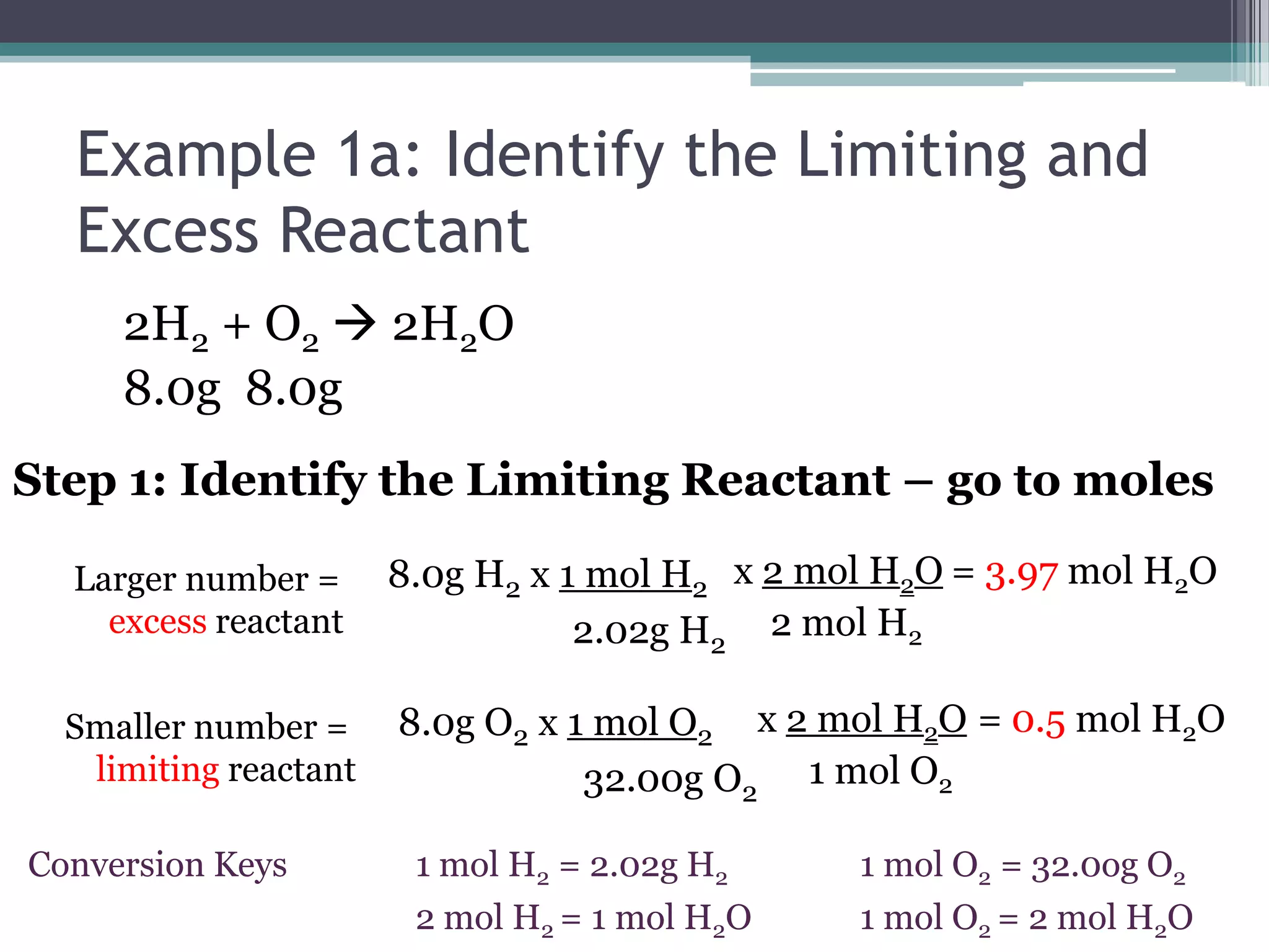 Chemistry I Honors - Stoichiometry Limiting Reactant | PPTX