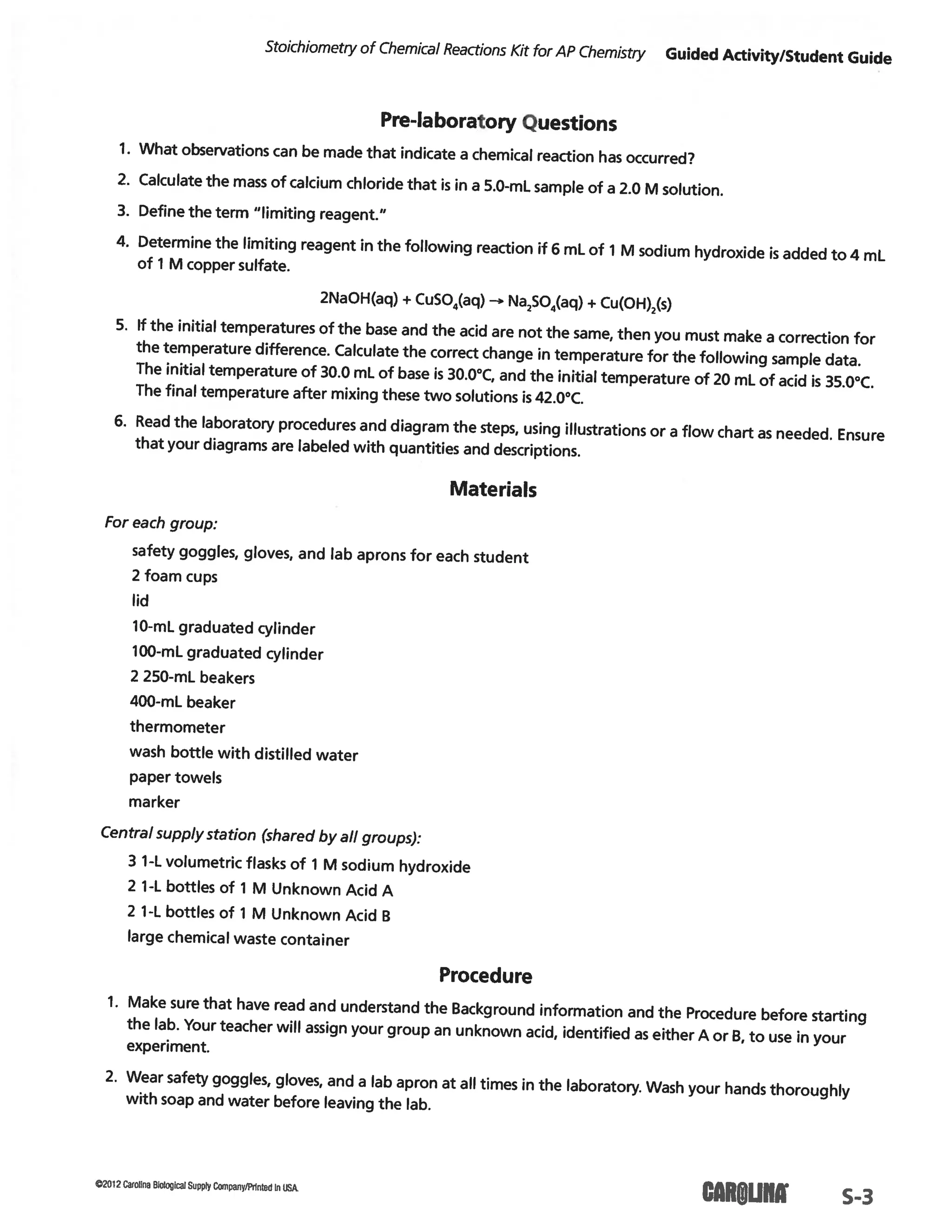 Stoichiometry lab | PDF