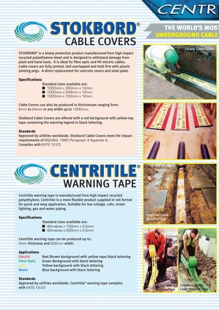 Stokbord Cable Covers - Underground Cable Protection LV HV EHV | PDF