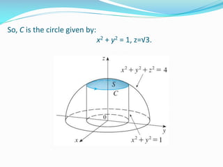 So, C is the circle given by:
x2 + y2 = 1, z=√3.
 