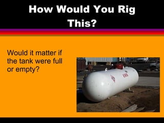 How Would You Rig This? Would it matter if the tank were full or empty? 