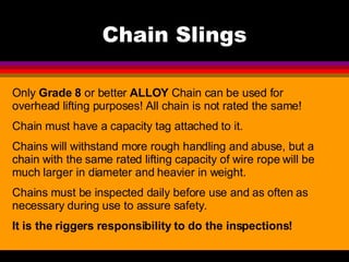 Chain Slings Only  Grade 8  or better  ALLOY  Chain can be used for overhead lifting purposes! All chain is not rated the ...