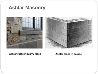 Ashlar rock or quarry faced Ashlar block in course
Ashlar Masonry
 
