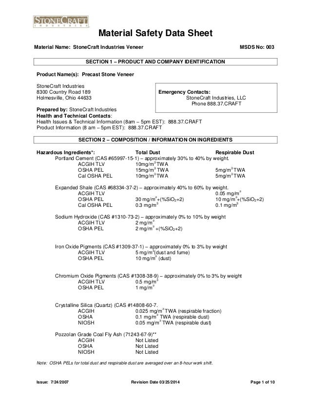 Stone craft msds32514