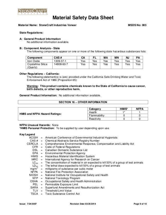Stone craft msds32514
