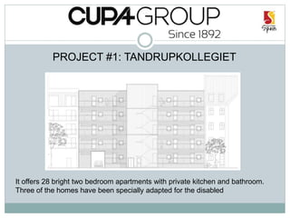 PROJECT #1: TANDRUPKOLLEGIET
It offers 28 bright two bedroom apartments with private kitchen and bathroom.
Three of the homes have been specially adapted for the disabled
 