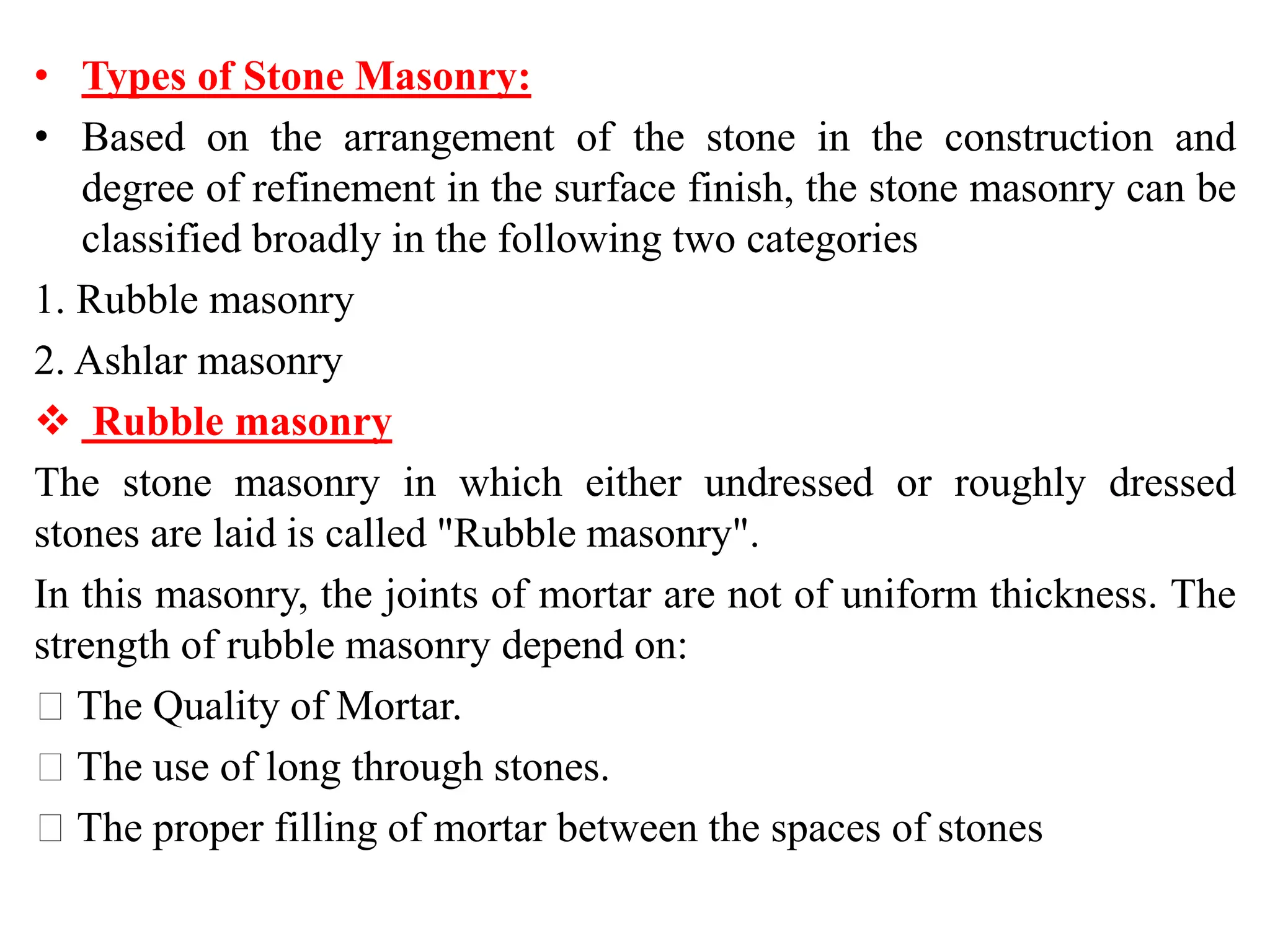 Stone Masonry and its types used in construction | PDF