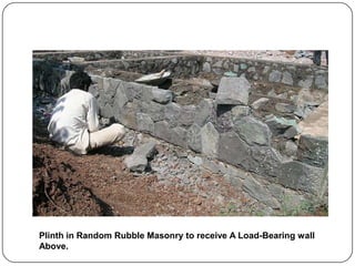 Plinth in Random Rubble Masonry to receive A Load-Bearing wall
Above.

 