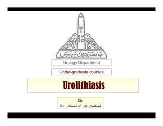 Urology Department

Under-graduate courses


 Urolithiasis
          By
Dr. Ahmad A. Al-Sabbagh
 