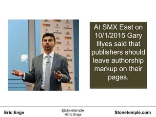 Eric Enge Stonetemple.com
@stonetemple
+Eric Enge
At SMX East on
10/1/2015 Gary
Illyes said that
publishers should
leave a...