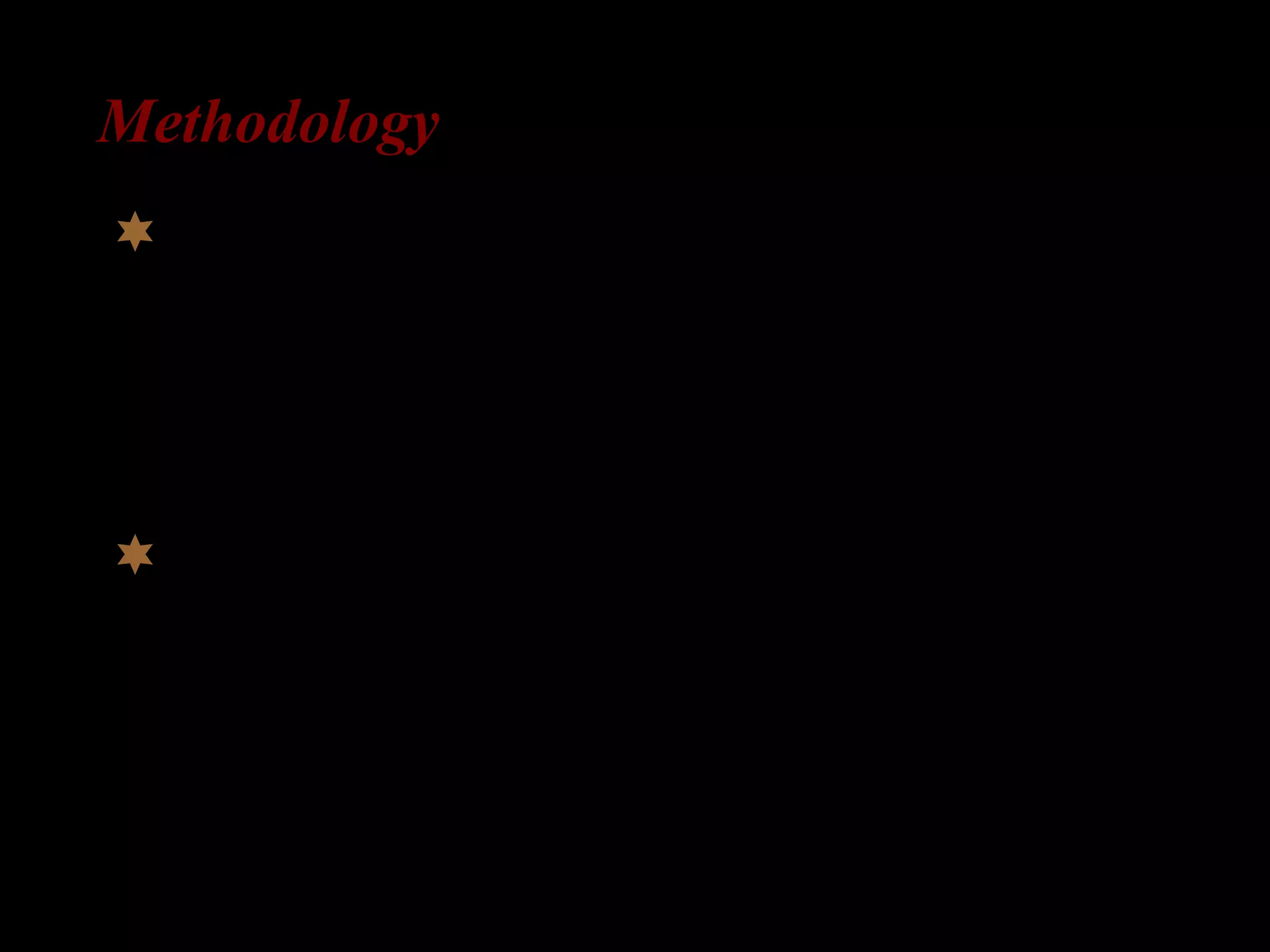 Methodology
data collection methods:
– advantages & disadvantages of each
– the choice of the method depends on the
experimental question and hypothesis
types of studies:
– longitudinal vs. cross-sectional
– naturalistic vs. experimental
 